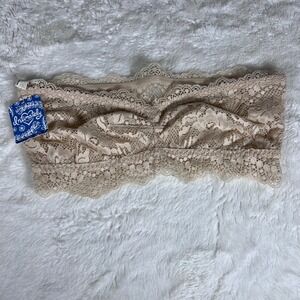 Free People Intimately Nude Floral Lace Bandeau Bralette XS OB1210880 Strapless